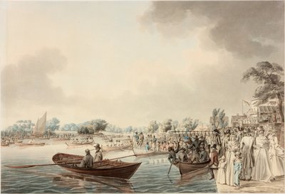 Roeiwedstrijd in Richmond, Surrey, (Verjaardag van de Hertog van Clarence) door Robert Cleveley